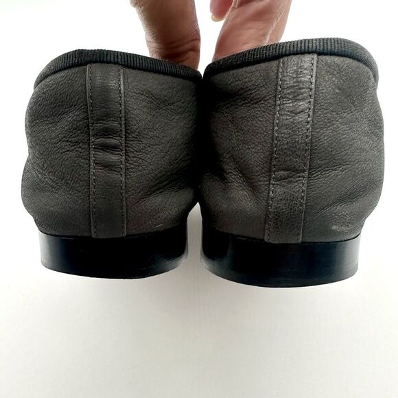 Chanel CC Logo Charcoal Nubuck Leather Cap Toe Ballerina Flats EU 40 US 9-9.5 - Picture 9 of 11